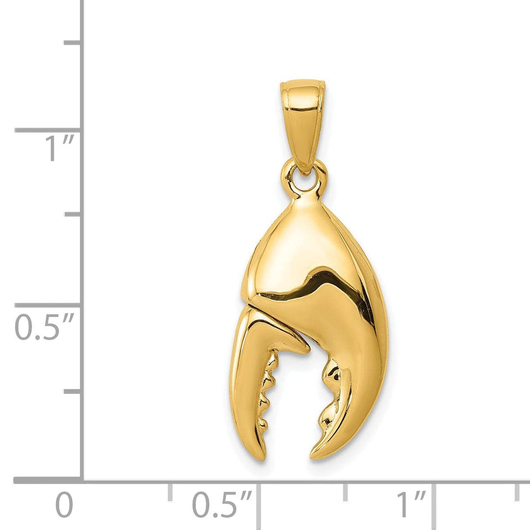 Lovely Rita's Pendants & Charms 14K Yellow Gold Polished Finish 3-Dimensional Moveable Stone Crab Claw Charm Pendant