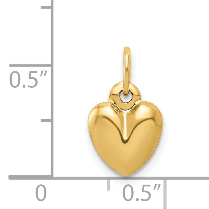 Lovely Rita's Pendants & Charms 14K Yellow Gold Polished Finish 3 Dimensional Puffed Hollow Heart Shape Design Charm Pendant