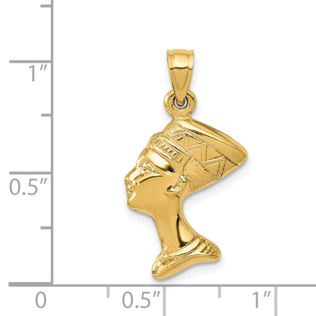 Lovely Rita's Pendants & Charms 14k Yellow Gold Polished Finish 3-Dimensional Queen Nefertiti Charm Pendant