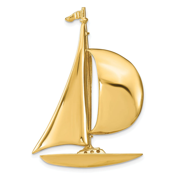 Lovely Rita's Pendants & Charms 14K Yellow Gold Polished Finish 3-Dimensional Sailboat Slide Pendant