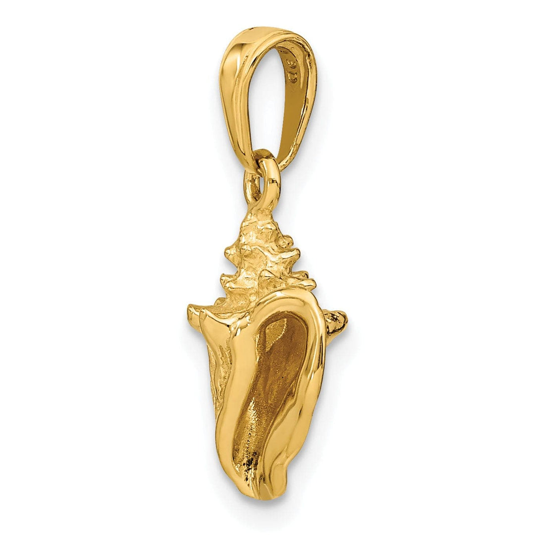 Lovely Rita's Pendants & Charms 14k Yellow Gold Polished Finish 3-Dimensional Soild Men's Conch Shell Charm Pendant