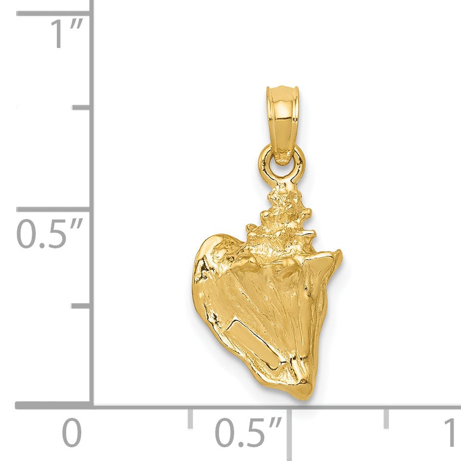 Lovely Rita's Pendants & Charms 14k Yellow Gold Polished Finish 3-Dimensional Soild Men's Conch Shell Charm Pendant