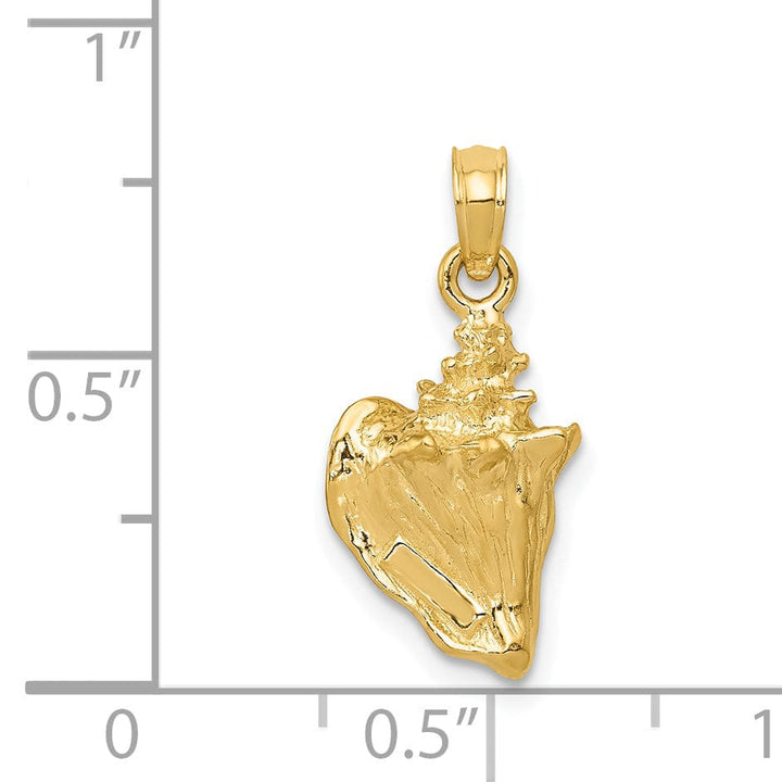 Lovely Rita's Pendants & Charms 14k Yellow Gold Polished Finish 3-Dimensional Soild Men's Conch Shell Charm Pendant