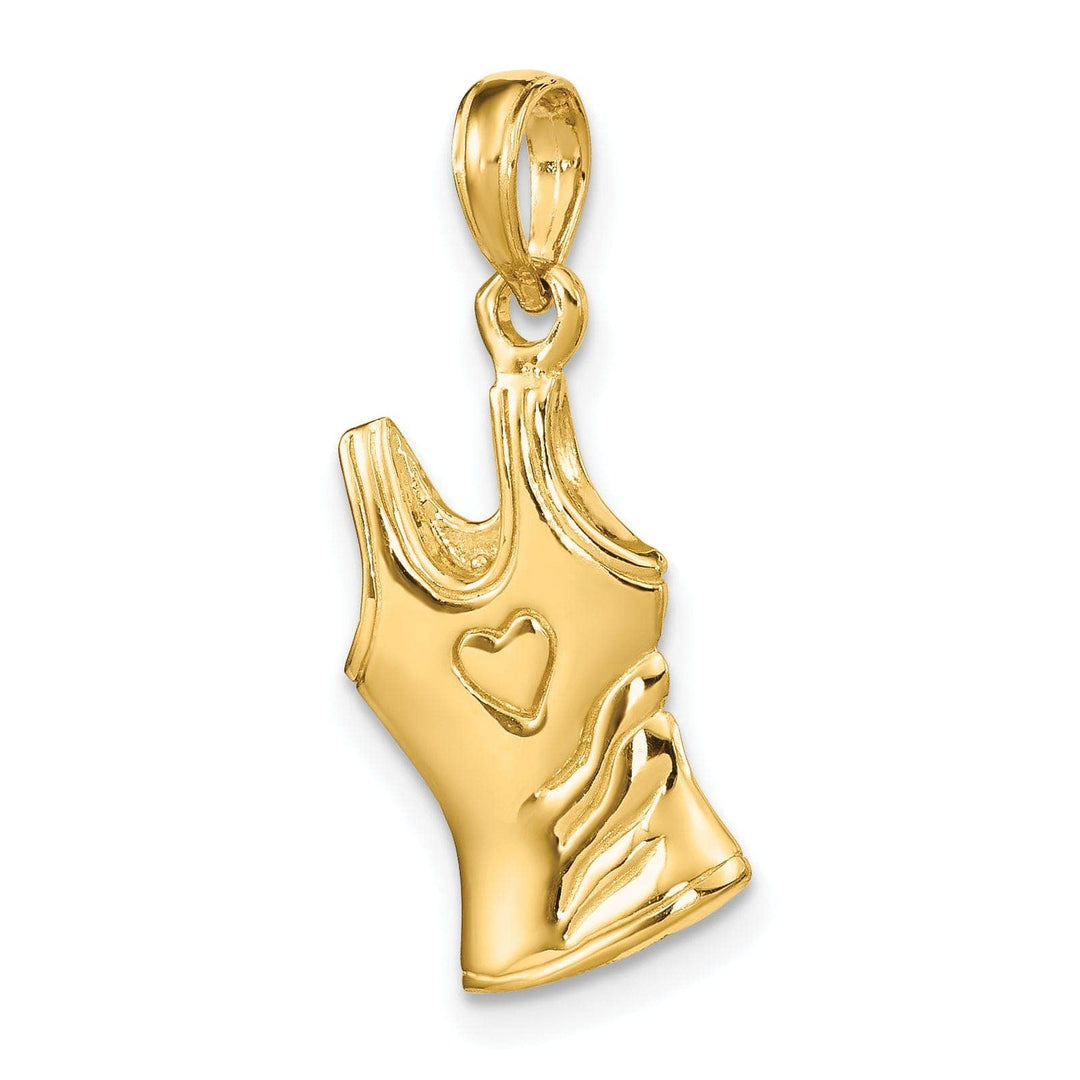 Lovely Rita's Pendants & Charms 14K Yellow Gold Polished Finish 3-Dimensional Tank Top Shirt with Heart Desgin Charm Pendant