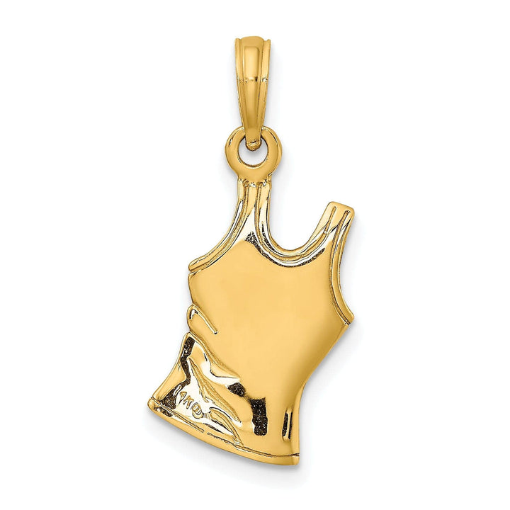 Lovely Rita's Pendants & Charms 14K Yellow Gold Polished Finish 3-Dimensional Tank Top Shirt with Heart Desgin Charm Pendant