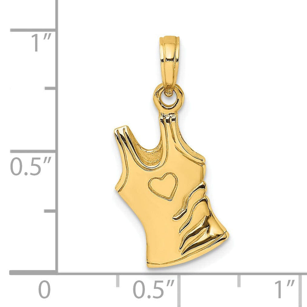 Lovely Rita's Pendants & Charms 14K Yellow Gold Polished Finish 3-Dimensional Tank Top Shirt with Heart Desgin Charm Pendant