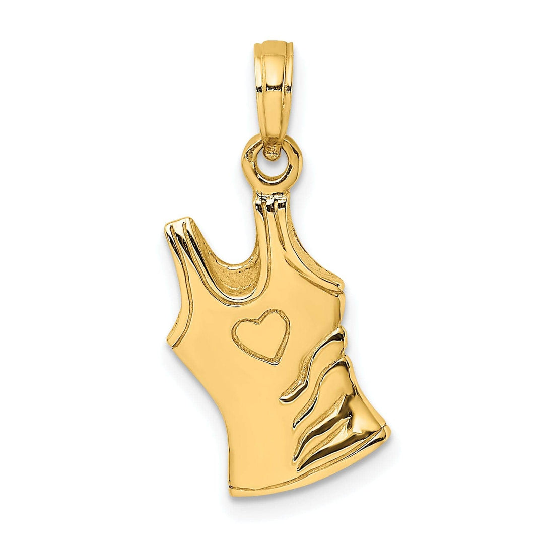 Lovely Rita's Pendants & Charms 14K Yellow Gold Polished Finish 3-Dimensional Tank Top Shirt with Heart Desgin Charm Pendant