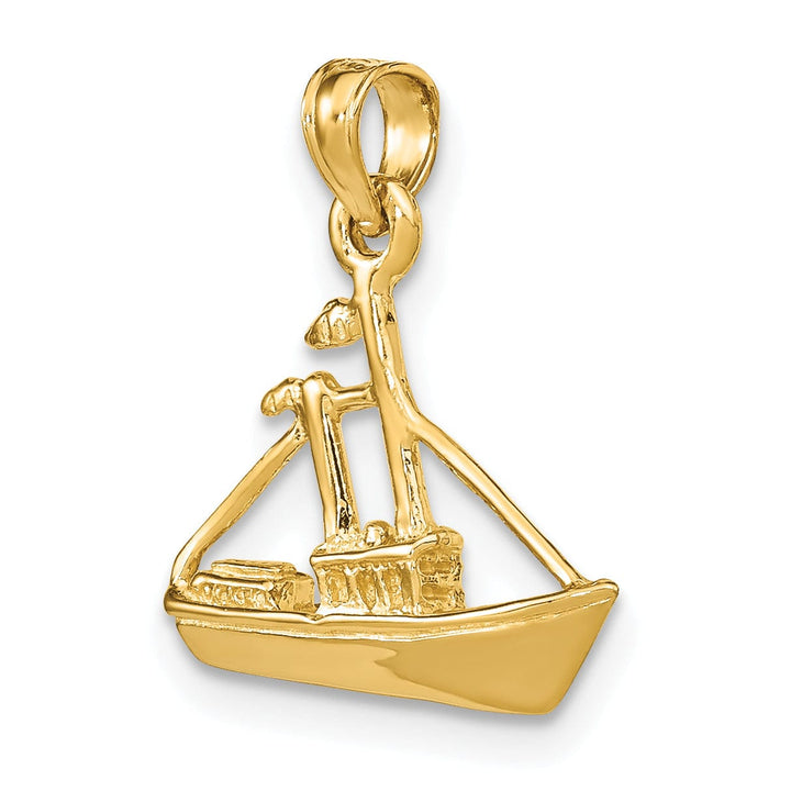 Lovely Rita's Pendants & Charms 14K Yellow Gold Polished Finish 3-Dimensional Tug Boat Charm Pendant