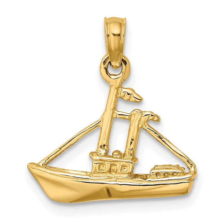 Lovely Rita's Pendants & Charms 14K Yellow Gold Polished Finish 3-Dimensional Tug Boat Charm Pendant