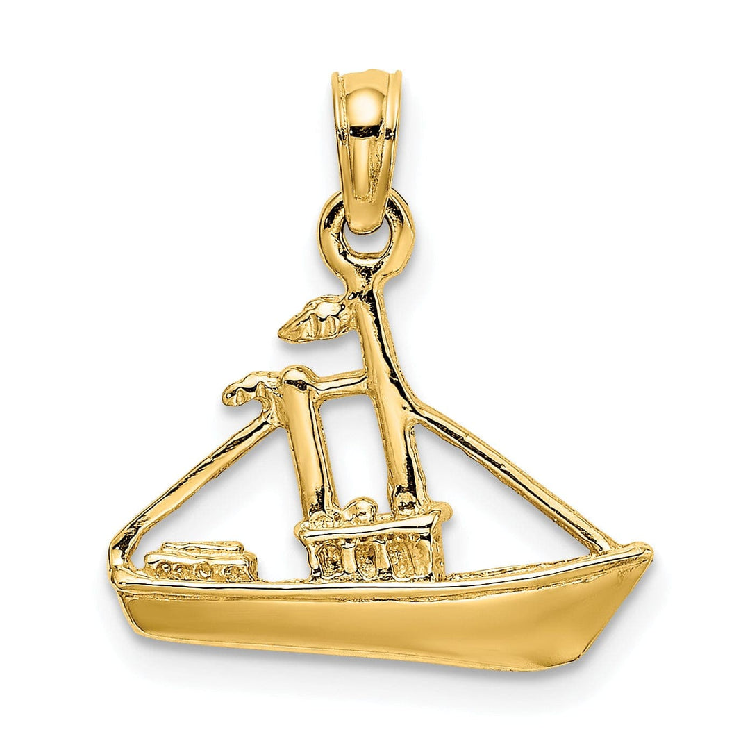 Lovely Rita's Pendants & Charms 14K Yellow Gold Polished Finish 3-Dimensional Tug Boat Charm Pendant