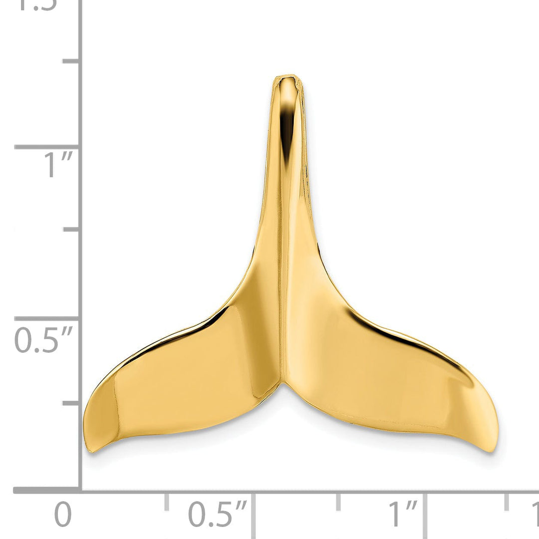 Lovely Rita's Pendants & Charms 14K Yellow Gold Polished Finish 3-Dimensional with Hidden Bail Whale Tail Charm Pendant