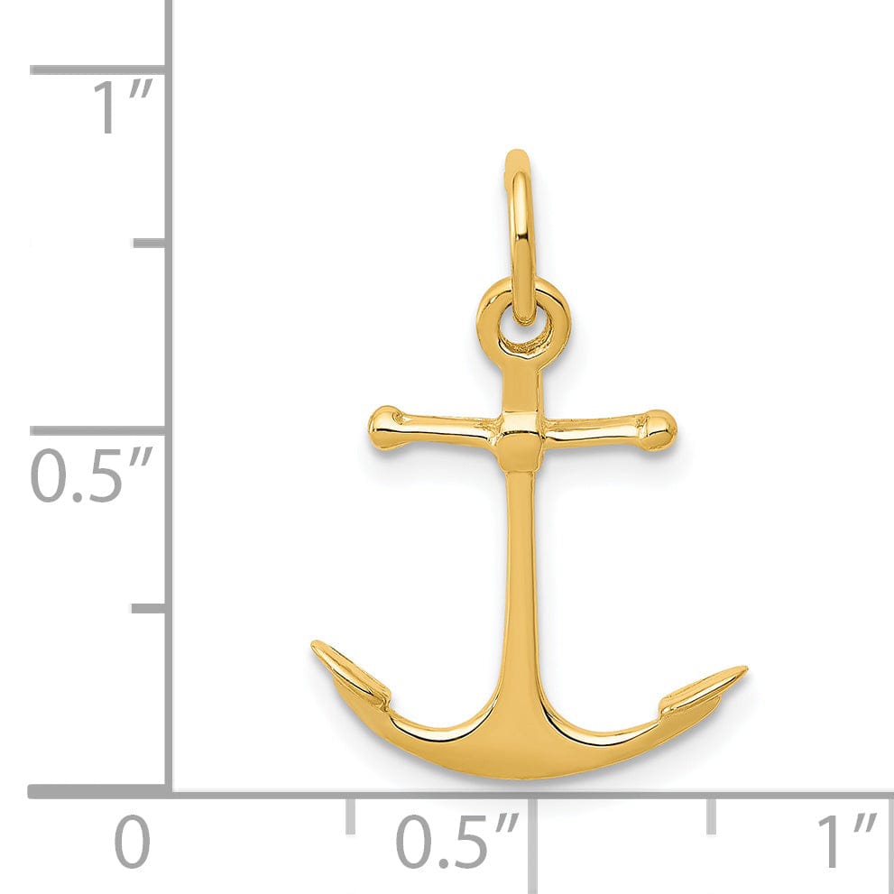 Lovely Rita's Pendants & Charms 14k Yellow Gold Polished Finish Anchor Pendant