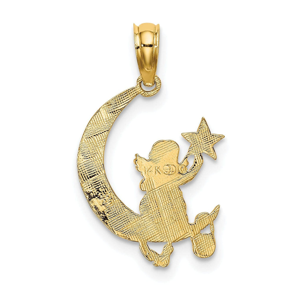 Lovely Rita's Pendants & Charms 14K Yellow Gold Polished Finish Angel Holding a Star Sitting on a Half Moon Pendant