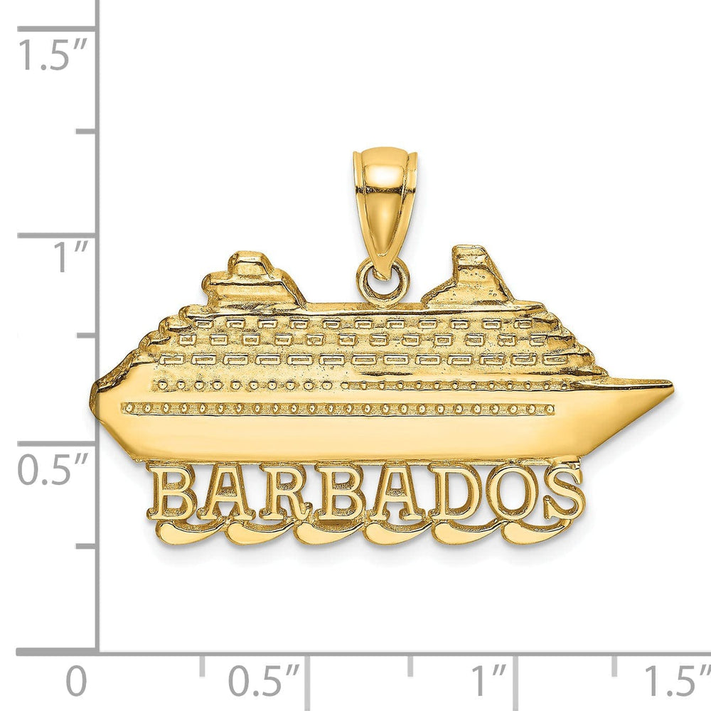 Lovely Rita's Pendants & Charms 14K Yellow Gold Polished Finish BARBADOS Under Cruise Ship Charm Pendant