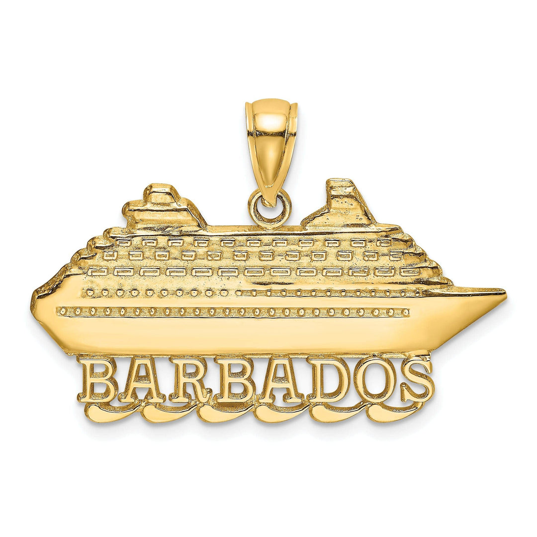 Lovely Rita's Pendants & Charms 14K Yellow Gold Polished Finish BARBADOS Under Cruise Ship Charm Pendant