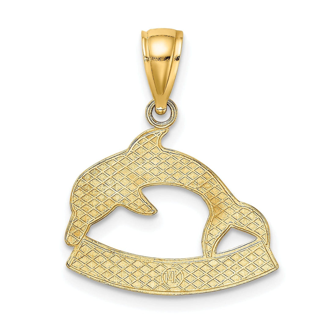 Lovely Rita's Pendants & Charms 14K Yellow Gold Polished Finish BARBADOS Under Dolphin Design Charm Pendant