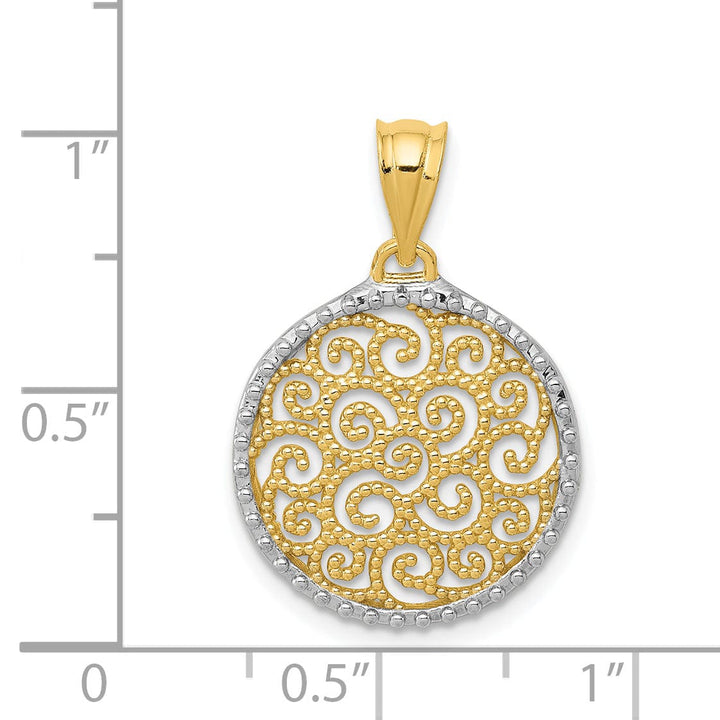 Lovely Rita's Pendants & Charms 14k Yellow Gold Polished Finish Beaded Design Filigree Round Circle Pendant