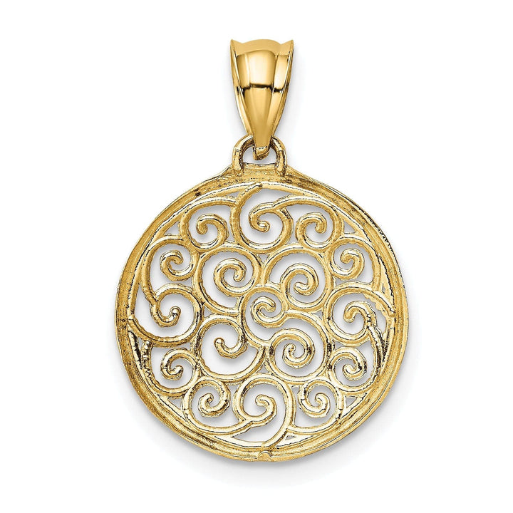 Lovely Rita's Pendants & Charms 14k Yellow Gold Polished Finish Beaded Design Filigree Round Circle Pendant