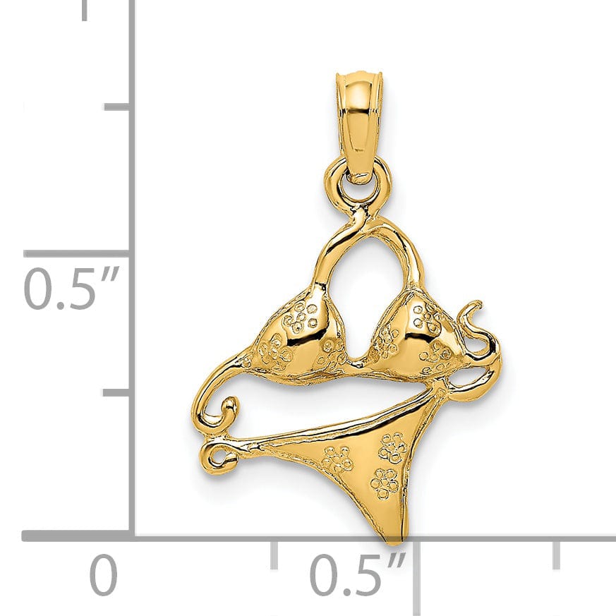 Lovely Rita's Pendants & Charms 14K Yellow Gold Polished Finish Bikini Design Bathing Suit Charm Pendant