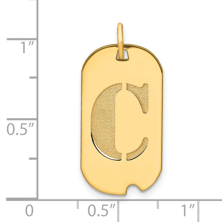 Lovely Rita's Pendants & Charms 14k Yellow Gold Polished Finish Block Letter C Initial Design Dog Tag Charm Pendant