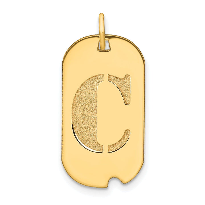 Lovely Rita's Pendants & Charms 14k Yellow Gold Polished Finish Block Letter C Initial Design Dog Tag Charm Pendant