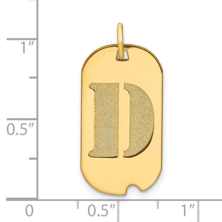 Lovely Rita's Pendants & Charms 14k Yellow Gold Polished Finish Block Letter D Initial Design Dog Tag Charm Pendant