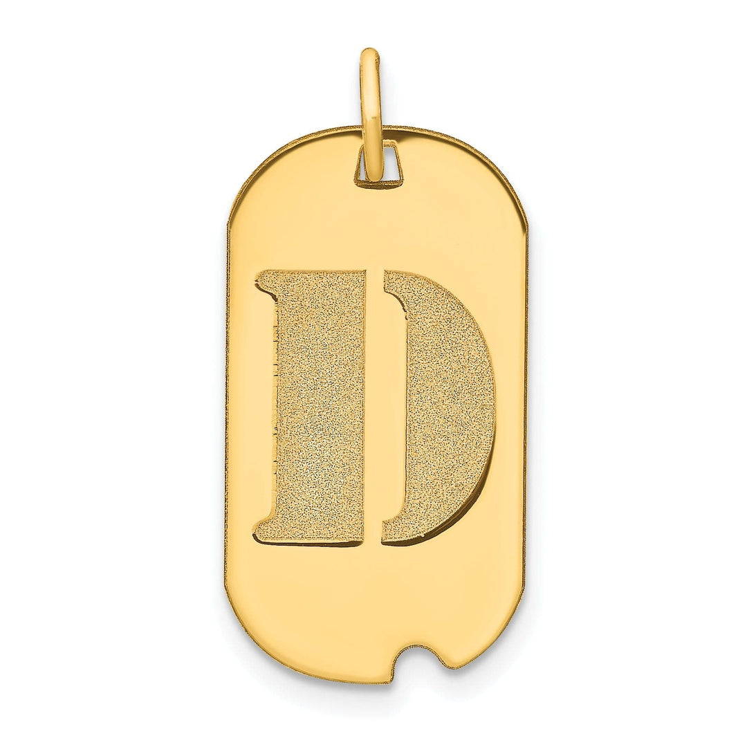 Lovely Rita's Pendants & Charms 14k Yellow Gold Polished Finish Block Letter D Initial Design Dog Tag Charm Pendant