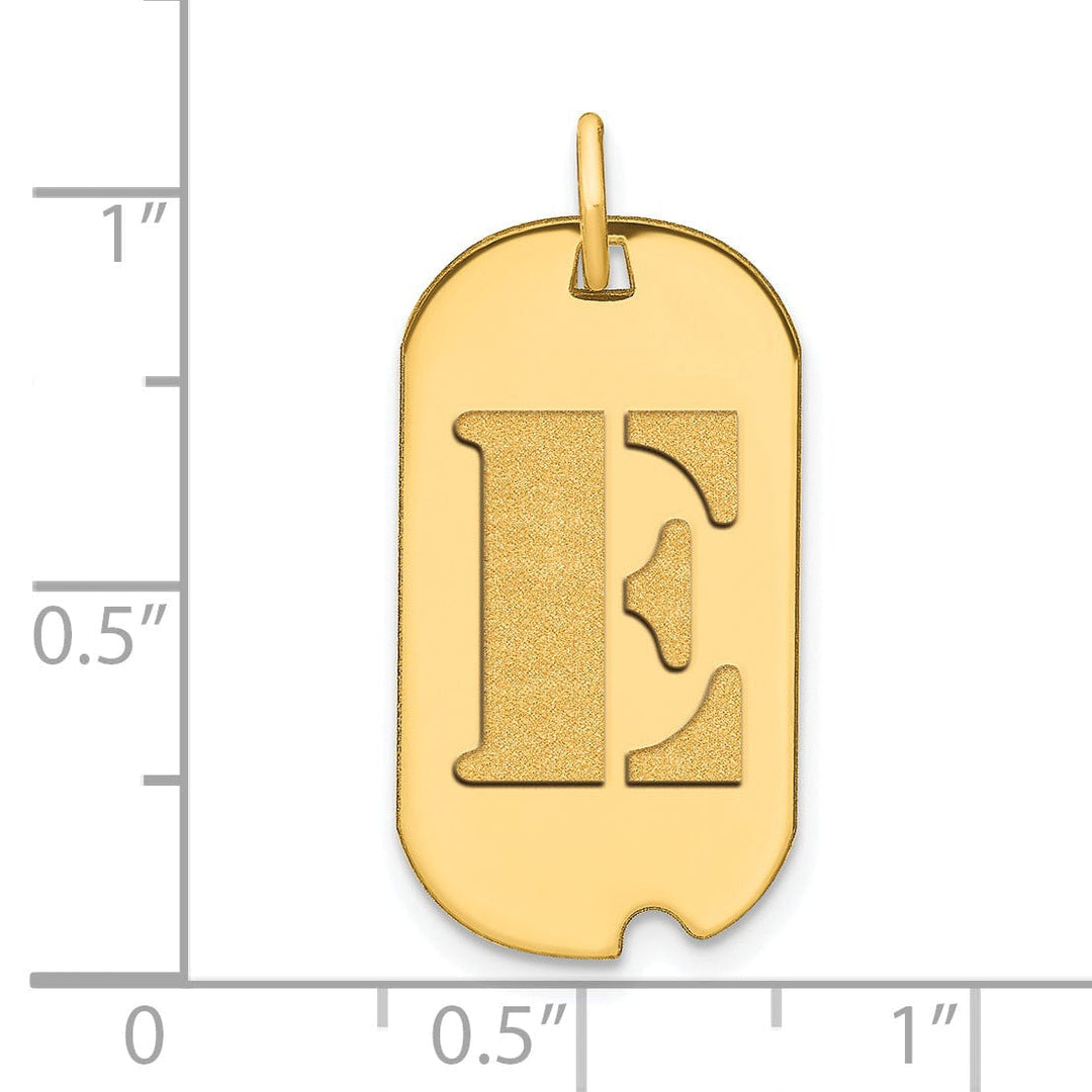 Lovely Rita's Pendants & Charms 14k Yellow Gold Polished Finish Block Letter E Initial Design Dog Tag Charm Pendant