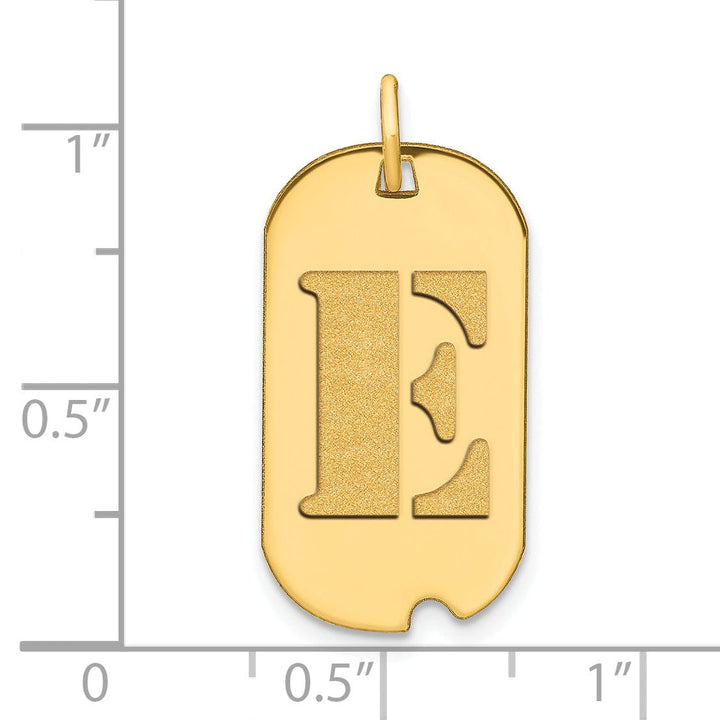 Lovely Rita's Pendants & Charms 14k Yellow Gold Polished Finish Block Letter E Initial Design Dog Tag Charm Pendant