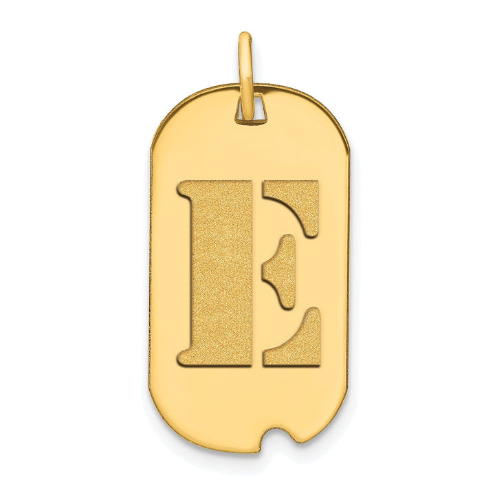 Lovely Rita's Pendants & Charms 14k Yellow Gold Polished Finish Block Letter E Initial Design Dog Tag Charm Pendant