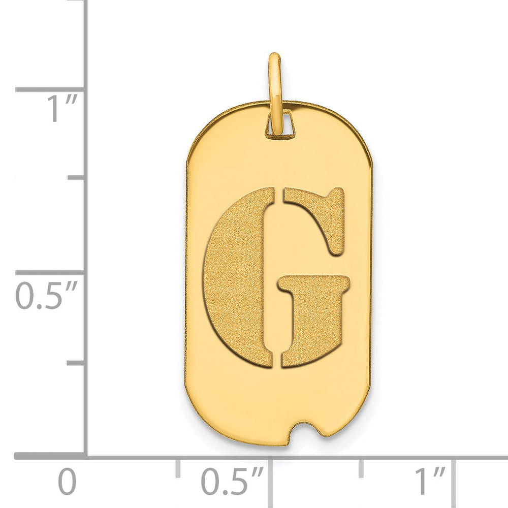Lovely Rita's Pendants & Charms 14k Yellow Gold Polished Finish Block Letter G Initial Design Dog Tag Charm Pendant