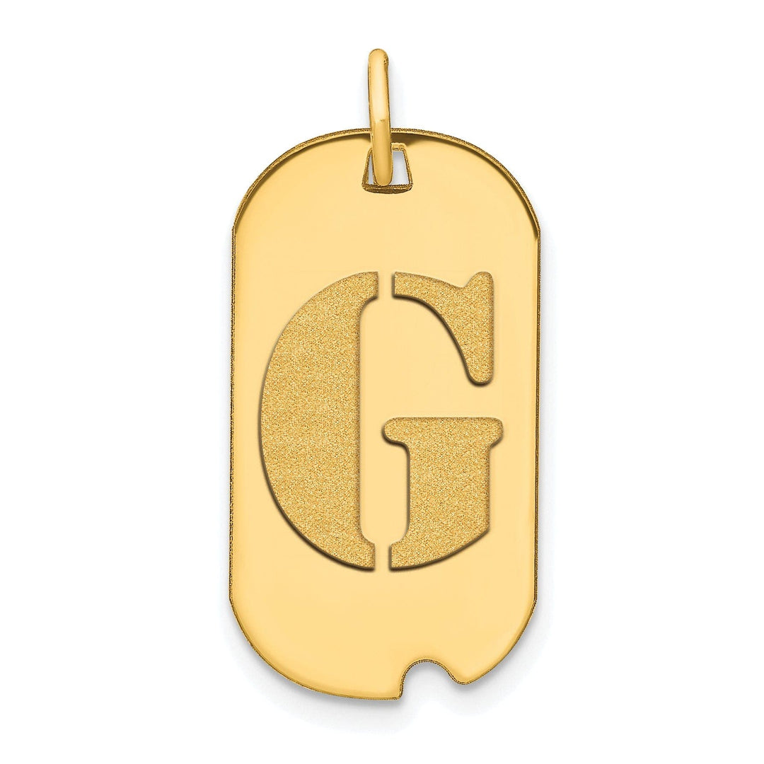 Lovely Rita's Pendants & Charms 14k Yellow Gold Polished Finish Block Letter G Initial Design Dog Tag Charm Pendant