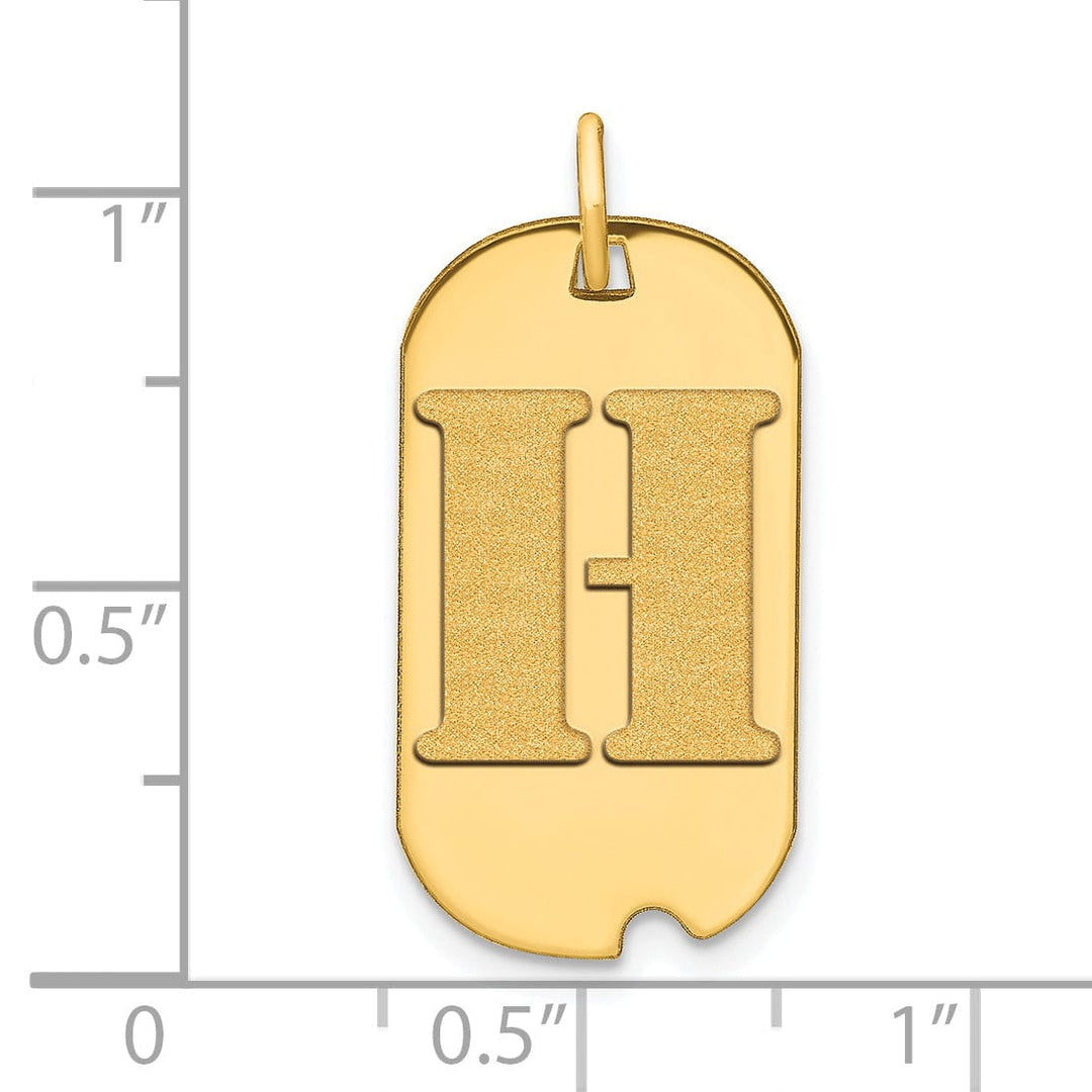 Lovely Rita's Pendants & Charms 14k Yellow Gold Polished Finish Block Letter H Initial Design Dog Tag Charm Pendant