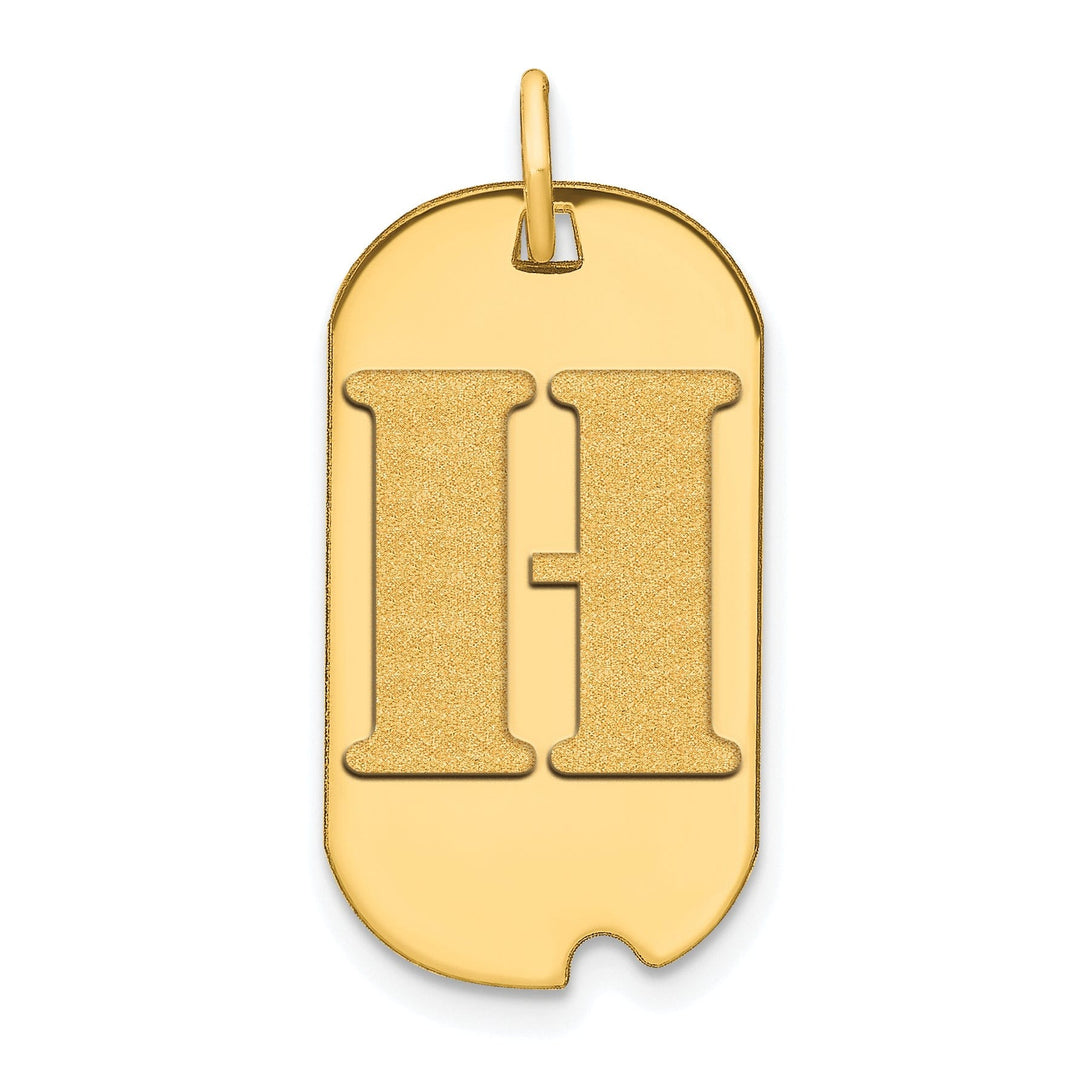 Lovely Rita's Pendants & Charms 14k Yellow Gold Polished Finish Block Letter H Initial Design Dog Tag Charm Pendant