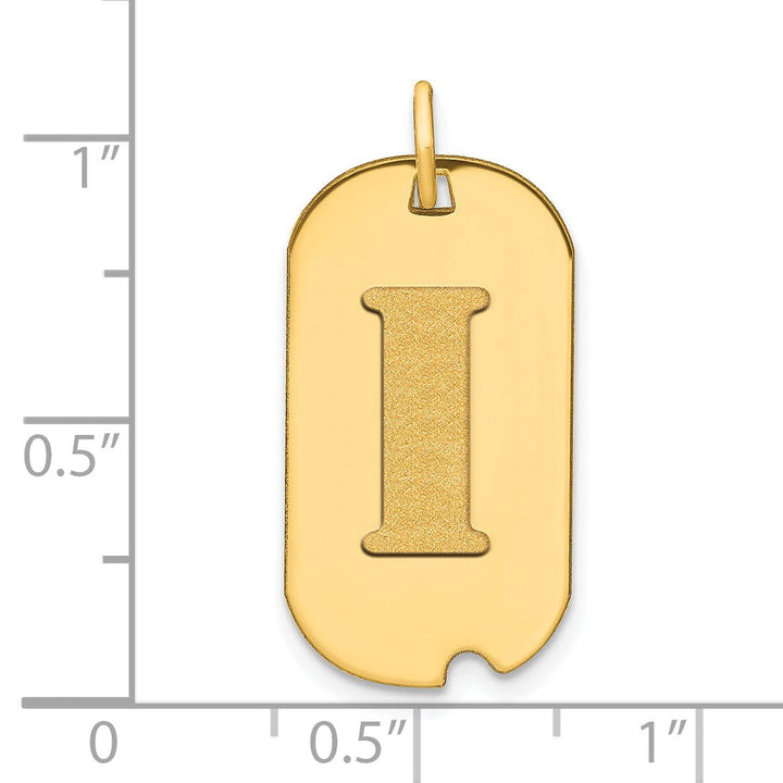 Lovely Rita's Pendants & Charms 14k Yellow Gold Polished Finish Block Letter I Initial Design Dog Tag Charm Pendant