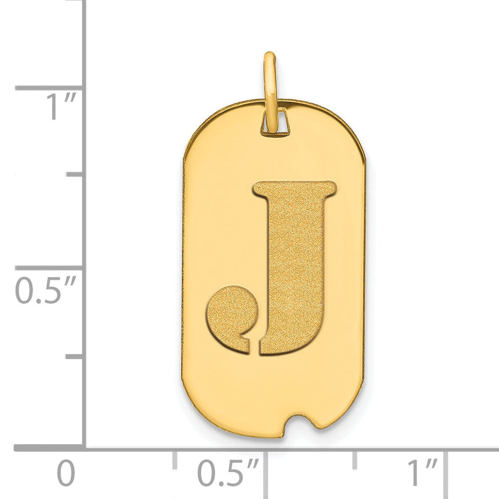 Lovely Rita's Pendants & Charms 14k Yellow Gold Polished Finish Block Letter J Initial Design Dog Tag Charm Pendant