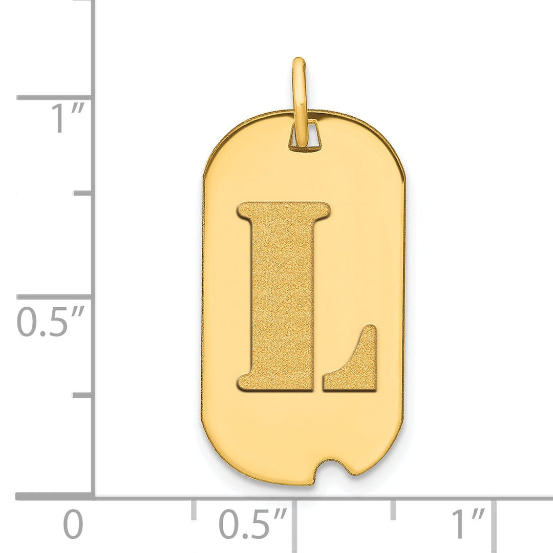 Lovely Rita's Pendants & Charms 14k Yellow Gold Polished Finish Block Letter L Initial Design Dog Tag Charm Pendant