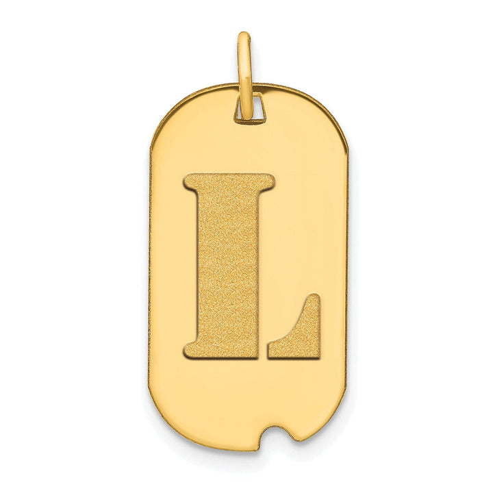 Lovely Rita's Pendants & Charms 14k Yellow Gold Polished Finish Block Letter L Initial Design Dog Tag Charm Pendant