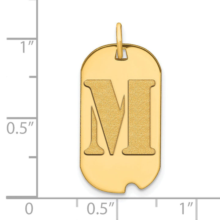 Lovely Rita's Pendants & Charms 14k Yellow Gold Polished Finish Block Letter M Initial Design Dog Tag Charm Pendant
