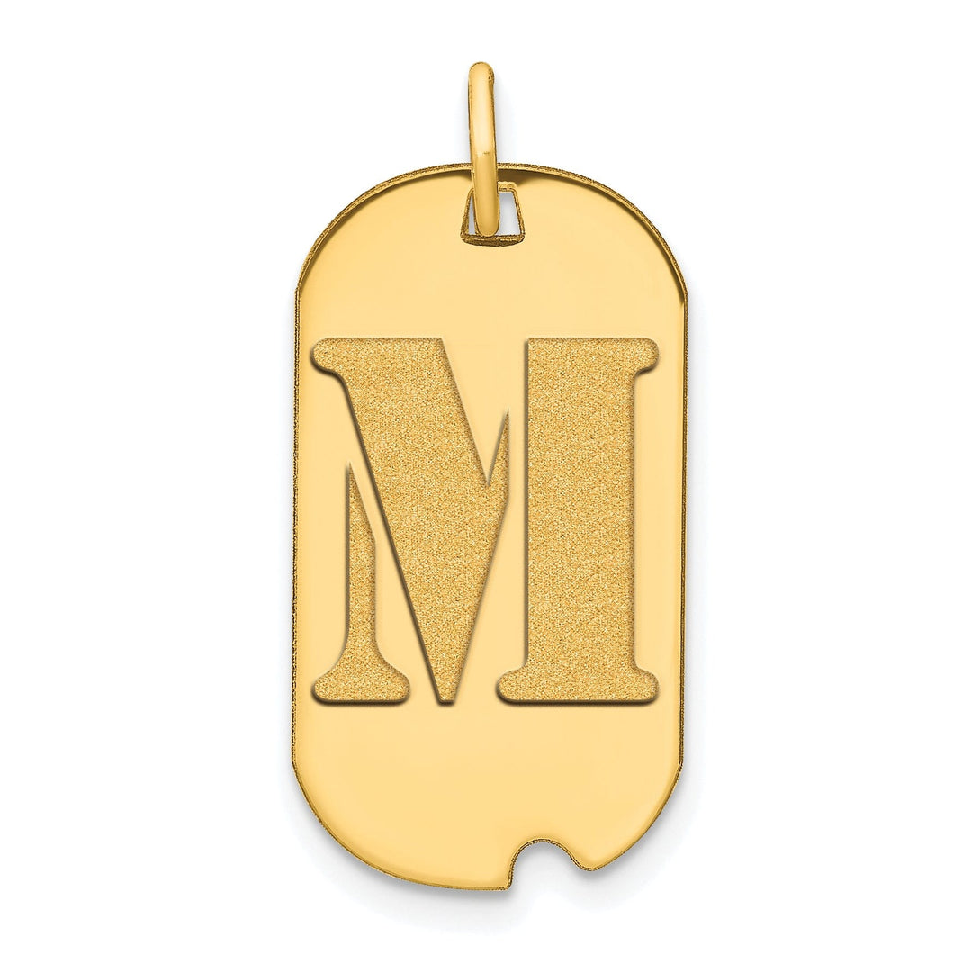 Lovely Rita's Pendants & Charms 14k Yellow Gold Polished Finish Block Letter M Initial Design Dog Tag Charm Pendant