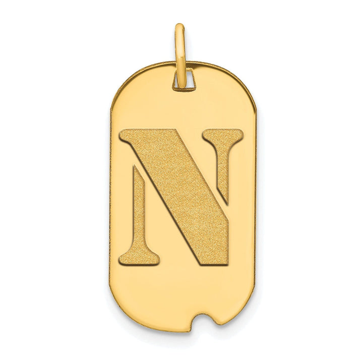 Lovely Rita's Pendants & Charms 14k Yellow Gold Polished Finish Block Letter N Initial Design Dog Tag Charm Pendant