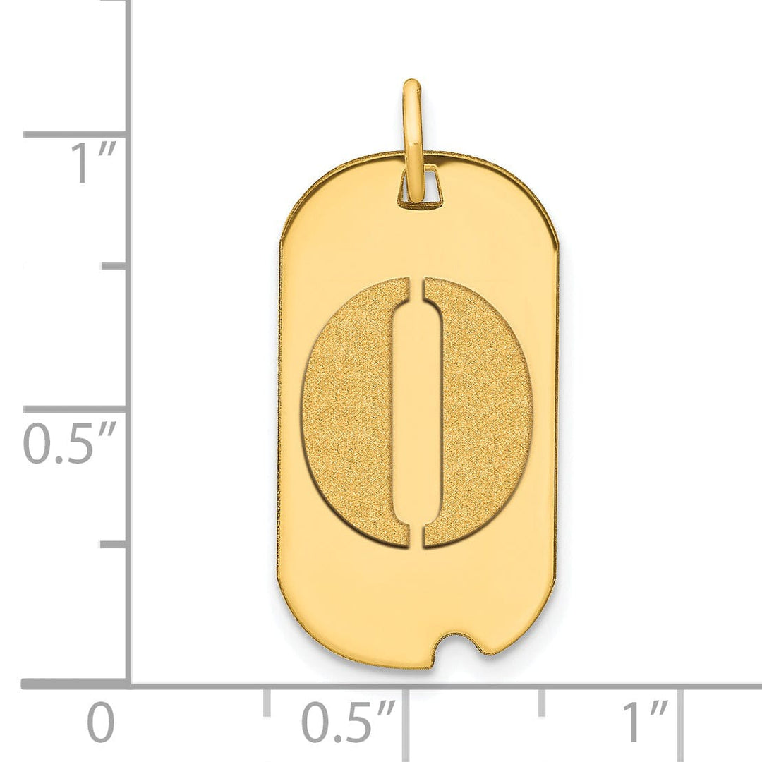 Lovely Rita's Pendants & Charms 14k Yellow Gold Polished Finish Block Letter O Initial Design Dog Tag Charm Pendant