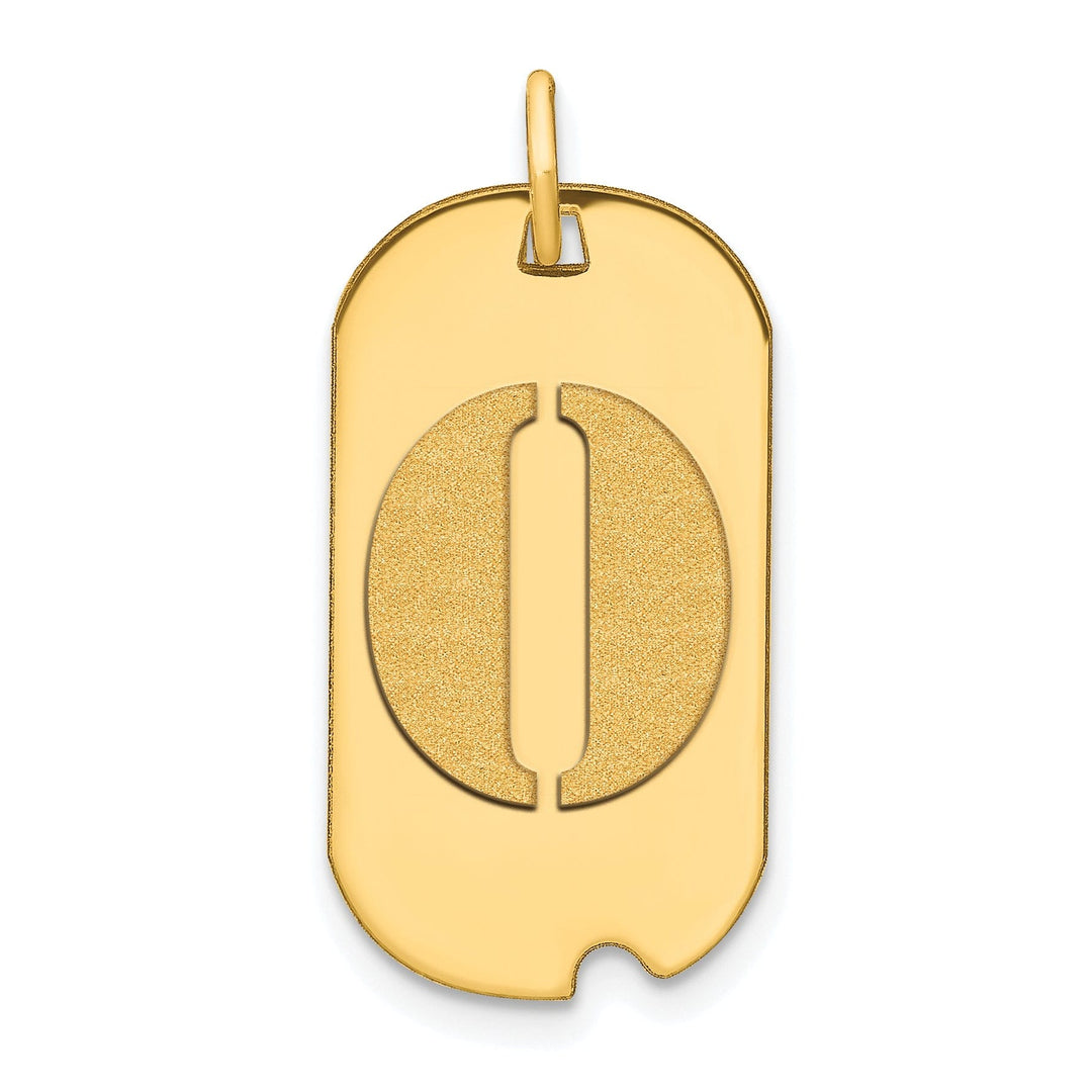 Lovely Rita's Pendants & Charms 14k Yellow Gold Polished Finish Block Letter O Initial Design Dog Tag Charm Pendant