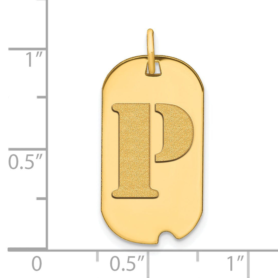 Lovely Rita's Pendants & Charms 14k Yellow Gold Polished Finish Block Letter P Initial Design Dog Tag Charm Pendant