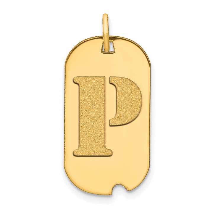 Lovely Rita's Pendants & Charms 14k Yellow Gold Polished Finish Block Letter P Initial Design Dog Tag Charm Pendant