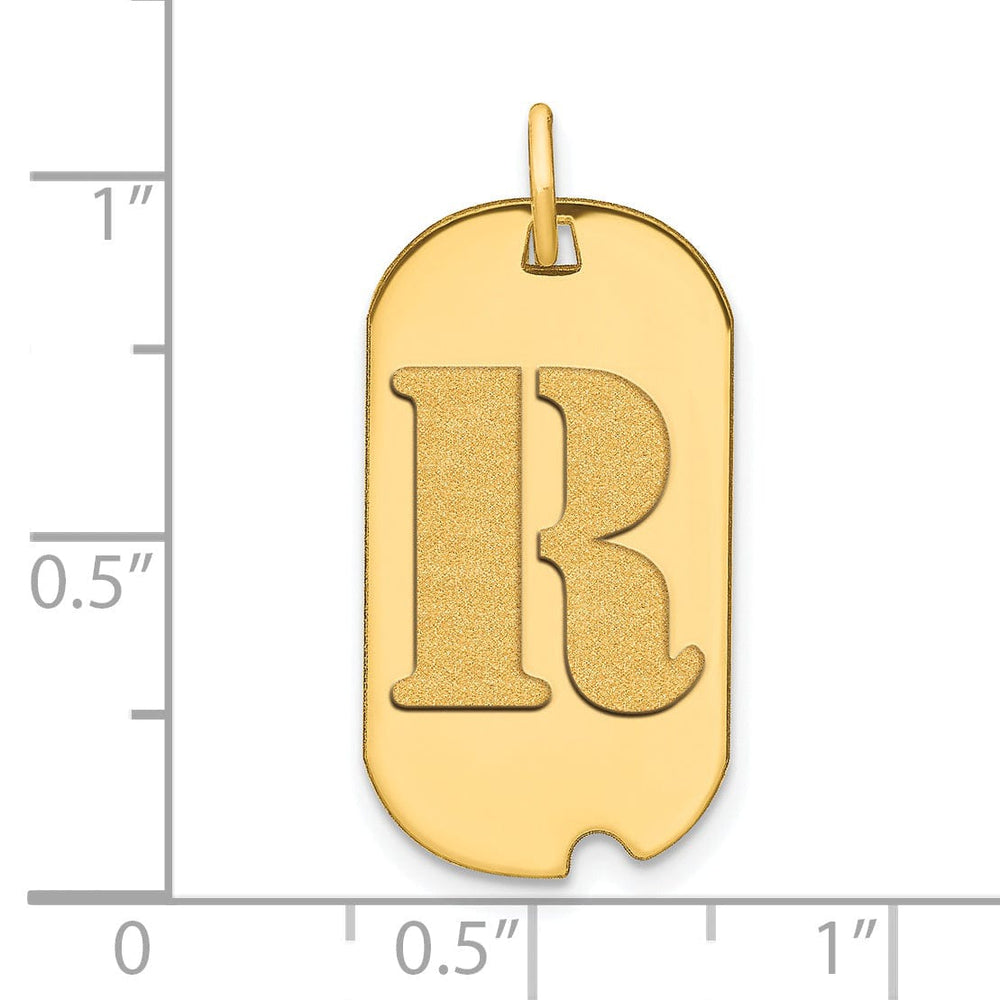Lovely Rita's Pendants & Charms 14k Yellow Gold Polished Finish Block Letter R Initial Design Dog Tag Charm Pendant