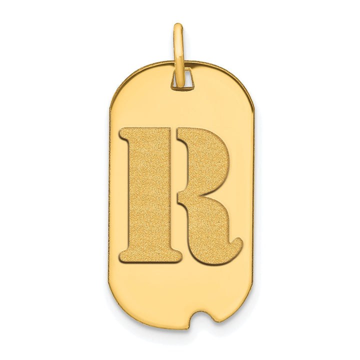 Lovely Rita's Pendants & Charms 14k Yellow Gold Polished Finish Block Letter R Initial Design Dog Tag Charm Pendant