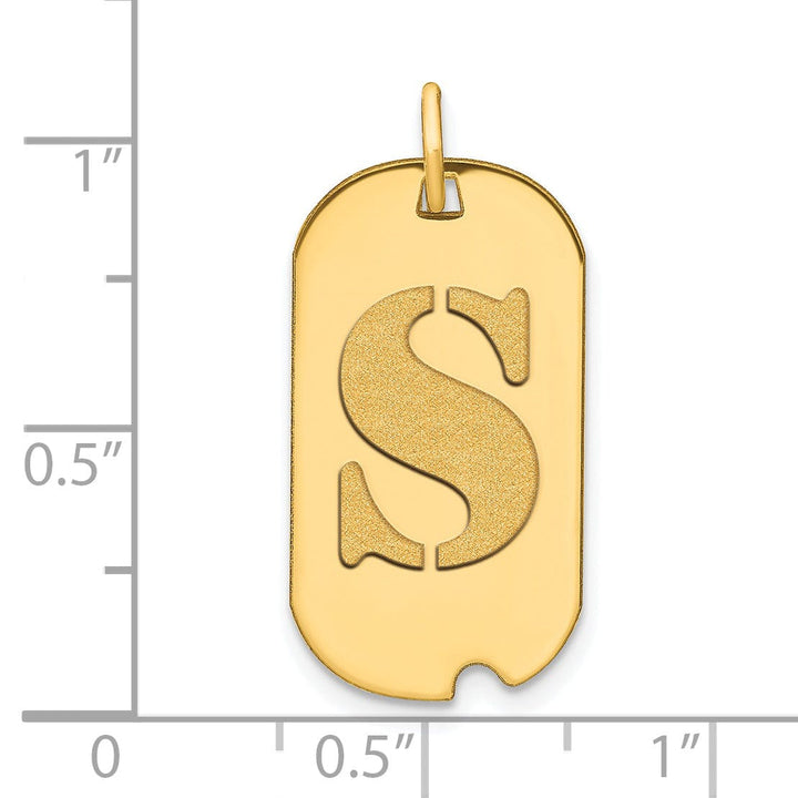 Lovely Rita's Pendants & Charms 14k Yellow Gold Polished Finish Block Letter S Initial Design Dog Tag Charm Pendant