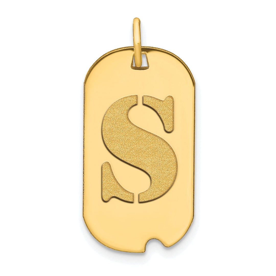 Lovely Rita's Pendants & Charms 14k Yellow Gold Polished Finish Block Letter S Initial Design Dog Tag Charm Pendant