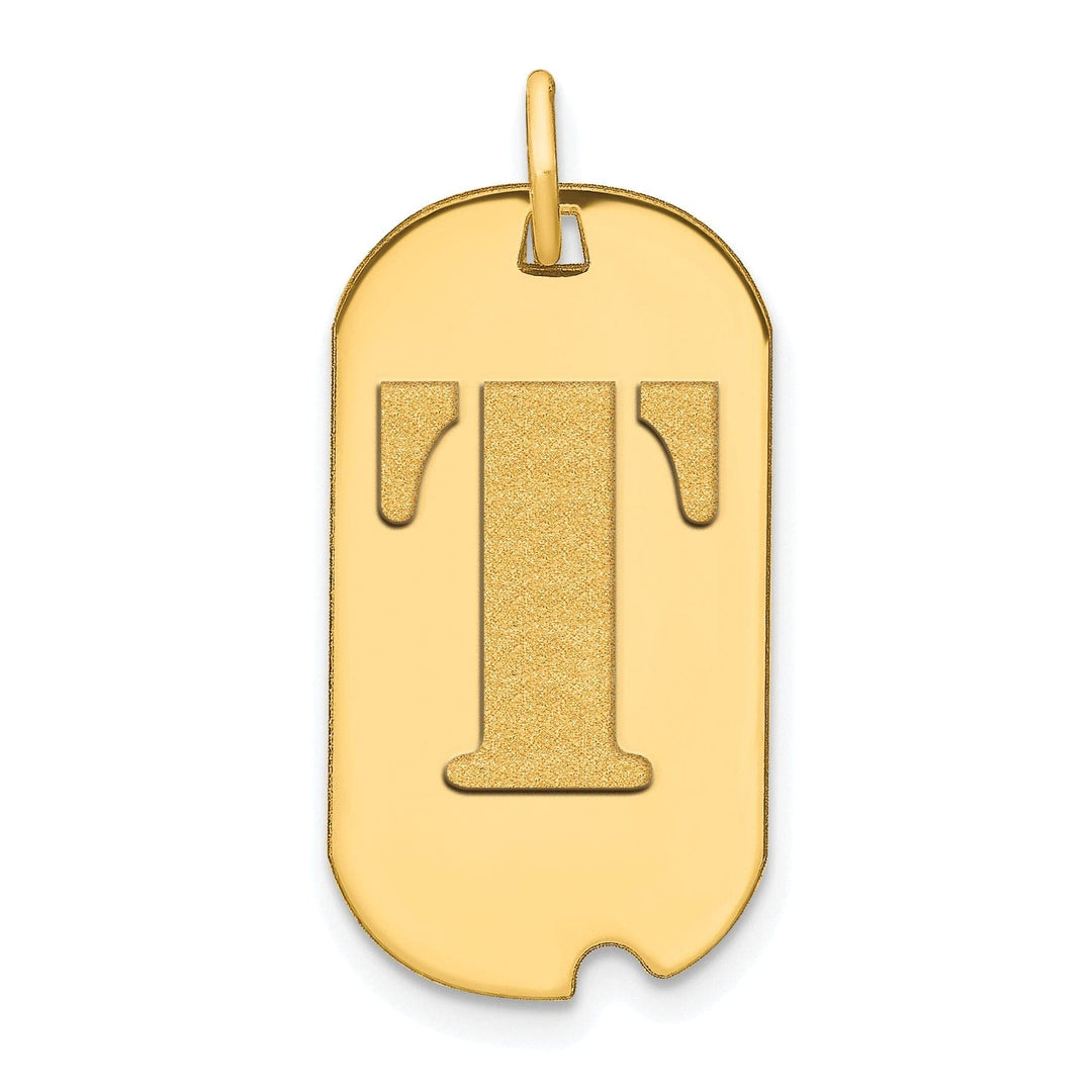 Lovely Rita's Pendants & Charms 14k Yellow Gold Polished Finish Block Letter T Initial Design Dog Tag Charm Pendant